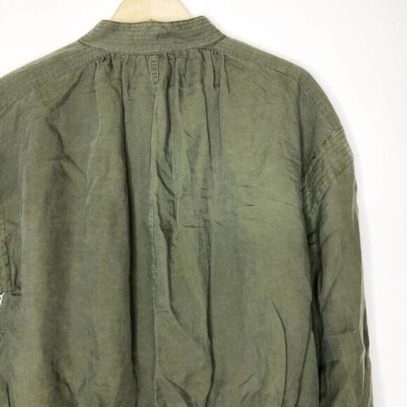 FRAME Military Green Linen Blend Jacket  - Picture 6 of 10